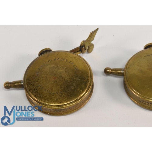 808 - Two vintage lawn bowls measures, both stamped John Rabon & Sons, Birmingham England, one is addition... 