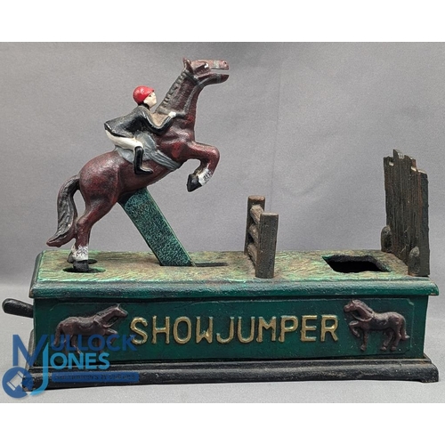 821 - Show Horse Jumping Cast Moneybox, a heavy modern working model