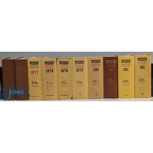 922 - 1953-1985 Wisden Cricketers Almanacks Hardback issues, part run to include years 1953 - no D/J, 1955... 