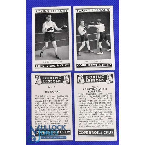 966 - 1925 Cope Bros Cigarette Cards Boxing Lessons, a complete set of 25 cards. G