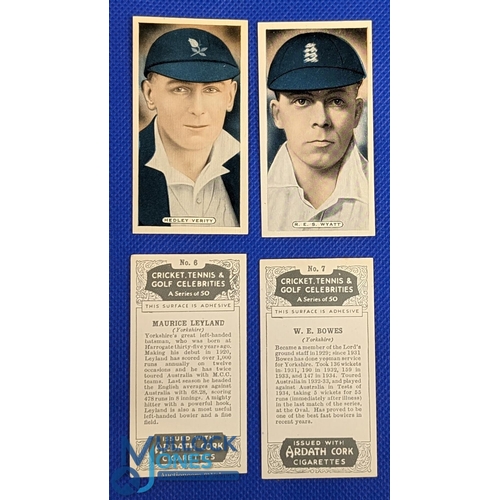 971 - 1935 Ardath Cricket Golf and Tennis Celebrities Cigarette cards - a full set of 50 cards. G