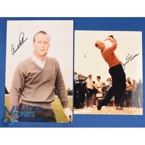 322 - Arnold Palmer and Jack Nicklaus signed individual coloured press size photographs images c1960s- mea... 