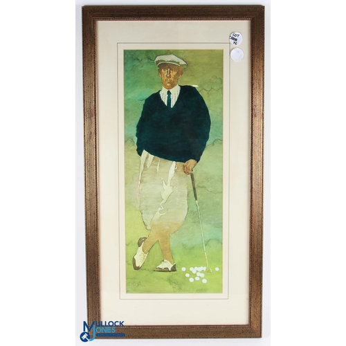 434 - Pair of Bart Forbes Golf prints: Men & Woman Golfers, well framed and mounted under glass - size 52c... 