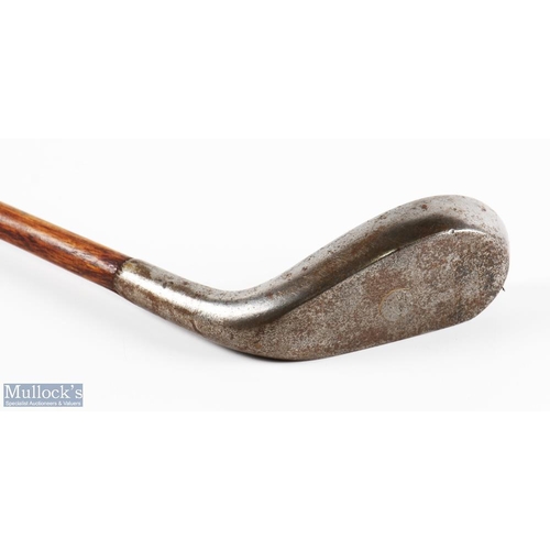 778 - Rare R Simpson metal longnose socket neck putter with central bore throw lead plug, fitted with a fu... 