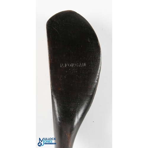 779 - Robert Forgan St Andrews c1875 dark stained beechwood longnose putter showing clear maker's mark and... 