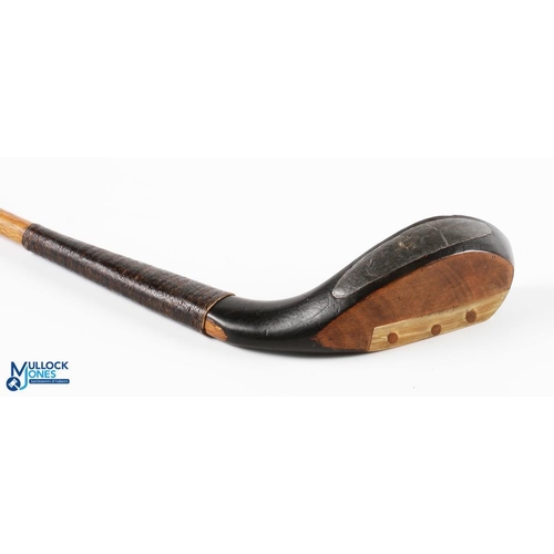 779 - Robert Forgan St Andrews c1875 dark stained beechwood longnose putter showing clear maker's mark and... 