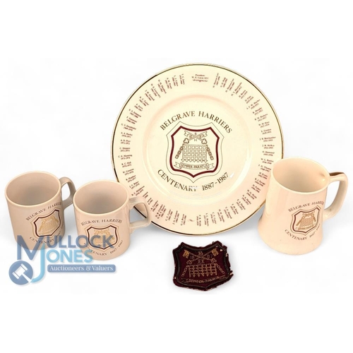 861 - Belgrave Harriers Athletics - Centenary Plate, Tankard and two mugs in excellent condition, and a cl... 