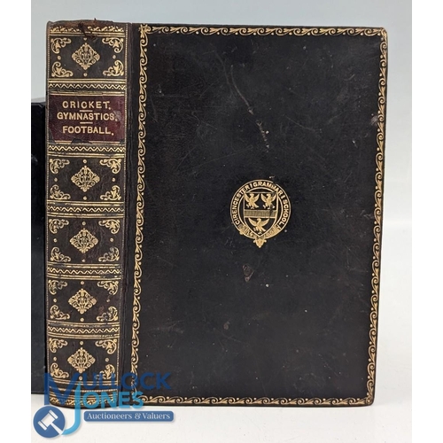 865 - Leather Bound Cricket Gymnastics Football Sports Book by Hon and Rev E Littleton 1903, School Prize ... 