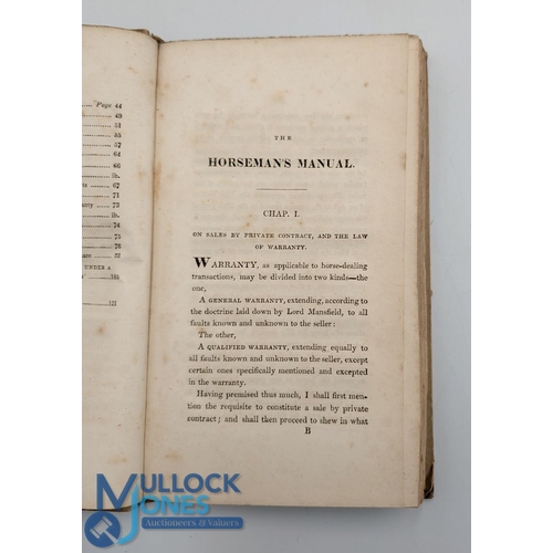 867 - 1831 Horse Racing Book - The Horseman's Manual, Being a Treatise on Soundness, The Law of Warranty, ... 