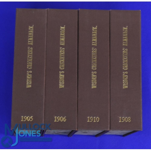 925 - 4x John Wisden's Cricketers Almanacks 1905, 1906, 1908 and 1910. All are original in a modern box - ... 