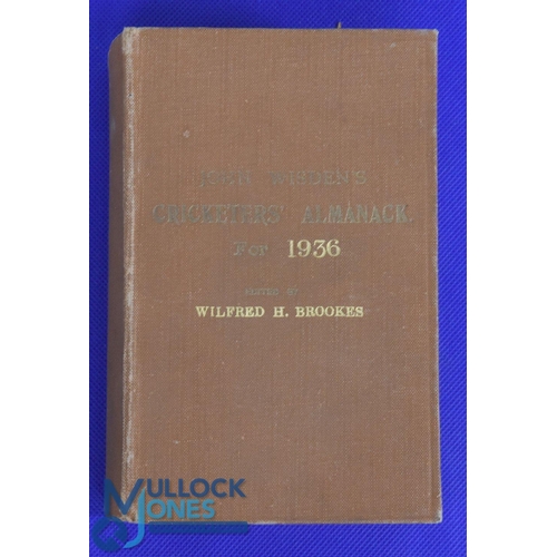 931 - Rebound John Wisden's Cricketers Almanack 1936 - hardback in good condition with a small worn edge