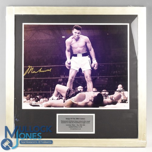 974 - Muhammad Ali (1942-2016) (Signed) Boxing Print - depicting Ali defeating Sonny Liston to retain the ... 