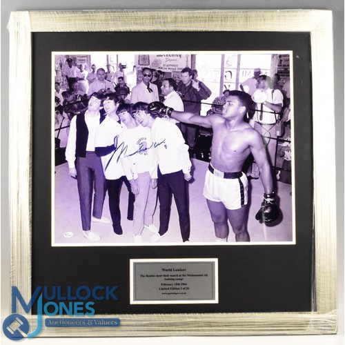 975 - Muhammad Ali (1942-2016) (Signed) Boxing Print - depicting Ali with The Beatles at his training camp... 