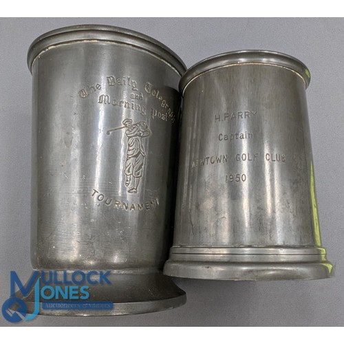 601 - Two Pewter Golf Tankard awards, for a Daily Telegraph and Morning Press Tournament - pewter tankard,... 