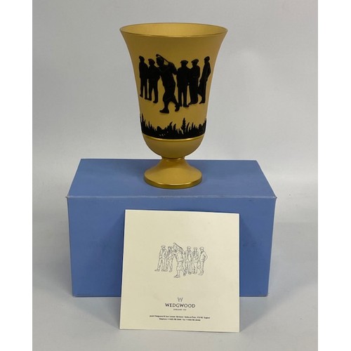 662 - Wedgwood Yellow Brown Jasperware Golf Trophy Vase, 1999 MGC Nec Invitation No.90 from a limited edit... 