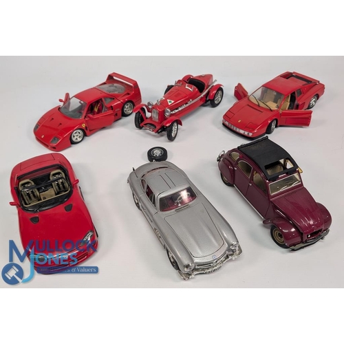 124 - Mixed Selection of Large Scale Diecast Models Burago Mercedes 300SL, Viper RT/10, Alfa Romeo 2300 Mo... 