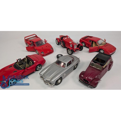 124 - Mixed Selection of Large Scale Diecast Models Burago Mercedes 300SL, Viper RT/10, Alfa Romeo 2300 Mo... 