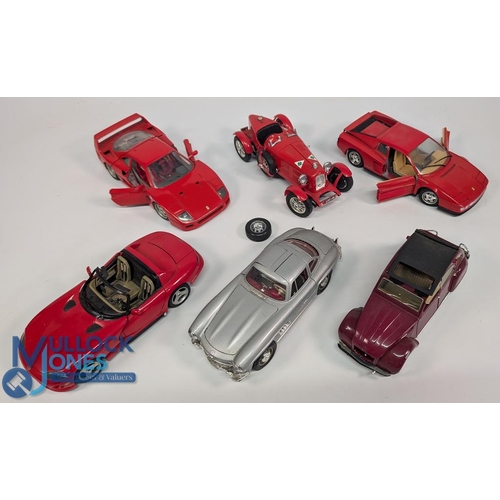 124 - Mixed Selection of Large Scale Diecast Models Burago Mercedes 300SL, Viper RT/10, Alfa Romeo 2300 Mo... 