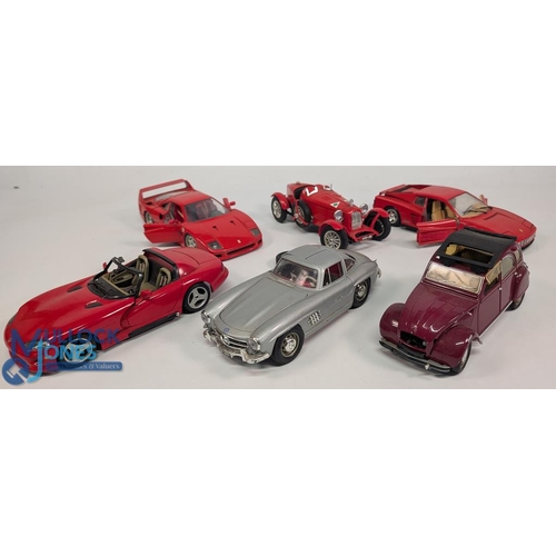 124 - Mixed Selection of Large Scale Diecast Models Burago Mercedes 300SL, Viper RT/10, Alfa Romeo 2300 Mo... 