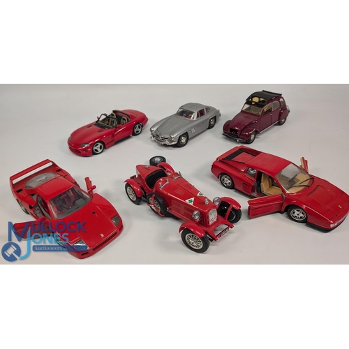 124 - Mixed Selection of Large Scale Diecast Models Burago Mercedes 300SL, Viper RT/10, Alfa Romeo 2300 Mo... 