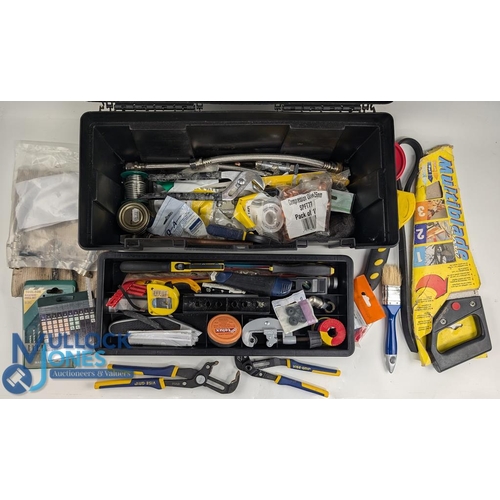 253 - Workzone Toolbox of plumbing tools and fittings: a good clean collection, lots of fittings, look unu... 