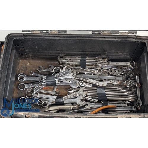 254 - Milwaukee Toolbox, full of car mechanic tools, spanners, screw drivers, pliers - the toolbox shows s... 