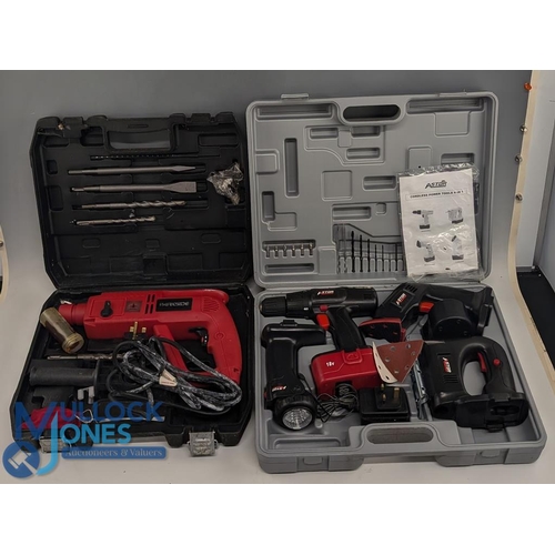 268 - 3x Assorted Power Tools: to include a Power Craft chop saw, Astor 4 in 1 tool kit rechargeable, Park... 