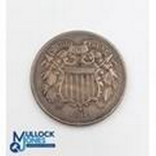 279 - USA 1864 Two Cent Piece Coin - large moto variant - in good used condition; plus, US 1972 dollar coi... 