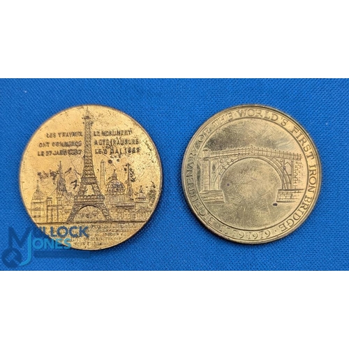 281 - 1889 Eiffel Tour Token Medal a souvenir for tourists by Chales Trotin. Plus a 1979 token - celebrati... 