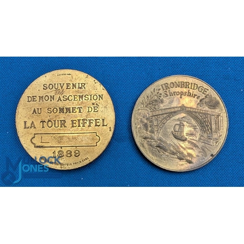 281 - 1889 Eiffel Tour Token Medal a souvenir for tourists by Chales Trotin. Plus a 1979 token - celebrati... 