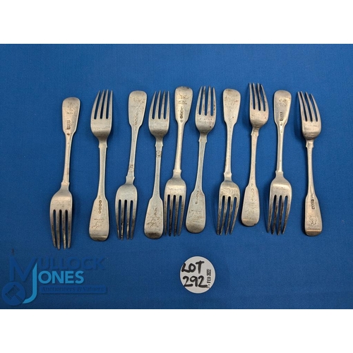 292 - 10x Dublin Irish Silver Georgian Forks: hallmarked assorted dated and makers, with 2 x Thomas Maning... 