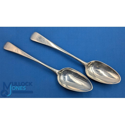 293 - 2x Large Georgian Silver Serving Spoons, from 1805 & 1809 - Peter & William Bateman - in good used c... 