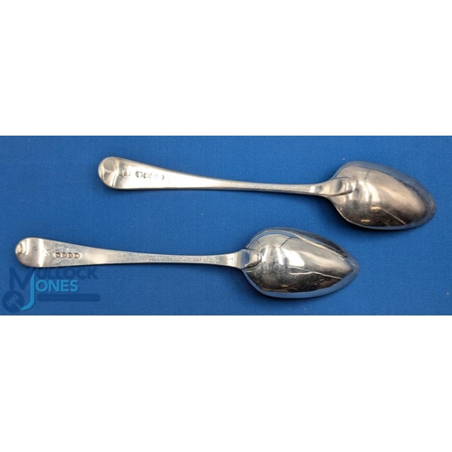 293 - 2x Large Georgian Silver Serving Spoons, from 1805 & 1809 - Peter & William Bateman - in good used c... 