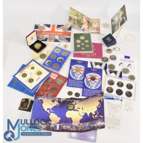 314 - Collection of Coins Sets to including 5 different £5, 2 Peter Rabbit 50p, 6 Isle of Man Crowns, 1974... 