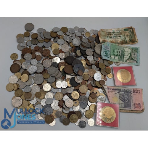 317 - Mixed Selection of British and Foreign Coins to include Bank notes, AFL Super Bowl Medallions and a ... 