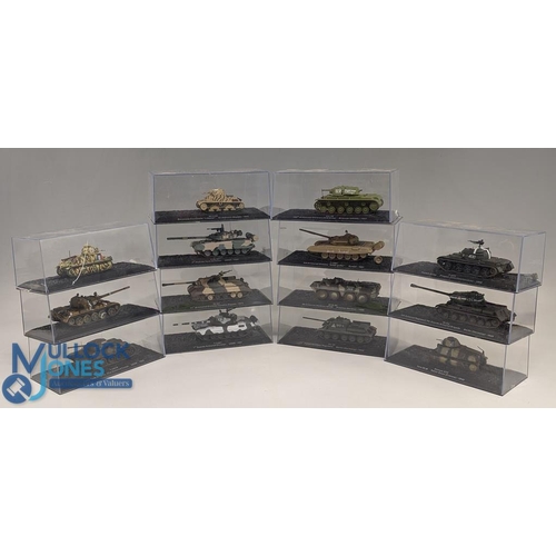 35 - Collection of Military Tanks All displayed in plastic cases featuring SU-85, BTR-80, Somua S35, T-72... 