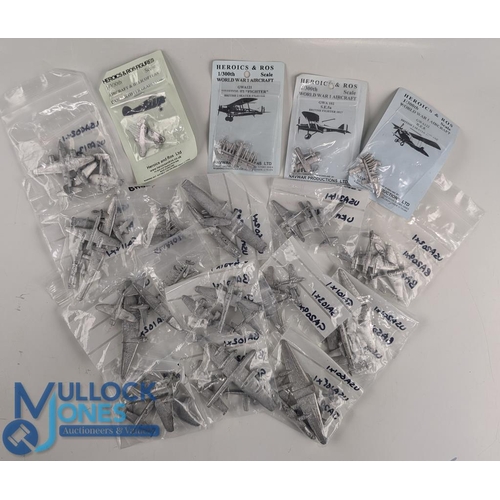 42 - Miniature Metal Airplane Kits by Heroics & Ros Essex WW1 and WW2 planes 1/300th scale (qty)