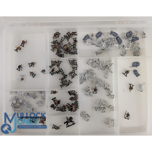 55 - Miniature Metal Vikings 20mm Wargaming Figures large quantity in plastic divided storage box