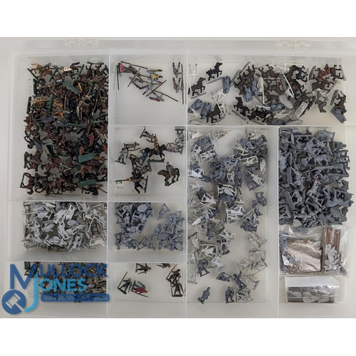 56 - Miniature Metal Normans 20mm Wargaming Figures large quantity in plastic divided storage box