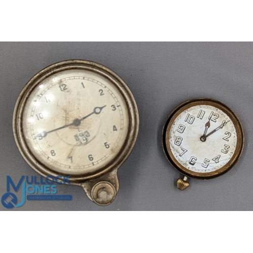 663 - Two Vintage Car Dashboard Clocks: to include a classic car Smiths clock - this winds and ticks, plus... 