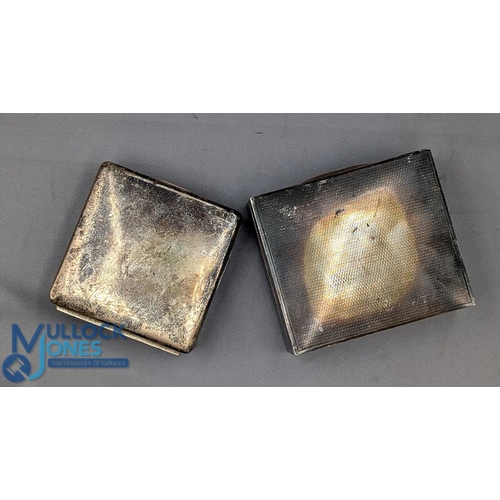 664 - Two silver hallmarked Cigarette Boxes: a Birmingham 1928 - 8.5cm x 8.5cm, and a London box 1927 box ... 