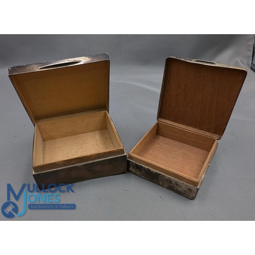 664 - Two silver hallmarked Cigarette Boxes: a Birmingham 1928 - 8.5cm x 8.5cm, and a London box 1927 box ... 