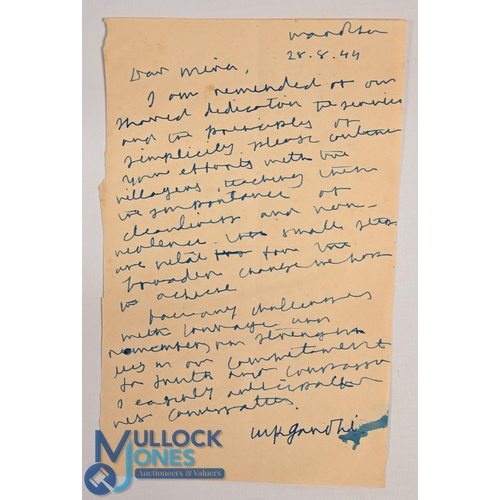 722 - India - History - MK Gandhi Autographed Letter addressed to 'Mira' (Madeleine Slade 1892- 1982) date... 