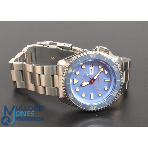 345 - Sharkey Automatic Watch Divers Watch 200M Resist, Day Date, Stainless steel unboxed (working order w... 