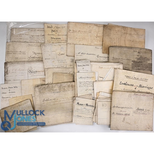 736 - Parchment Deed Selection (#100) 18th & 19th C - a quantity of assorted deeds, many interesting inclu... 