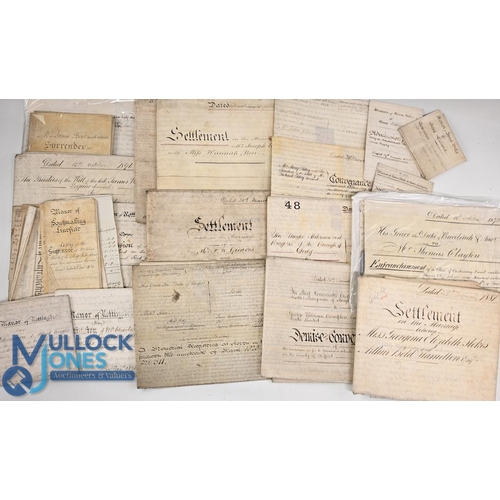 736 - Parchment Deed Selection (#100) 18th & 19th C - a quantity of assorted deeds, many interesting inclu... 