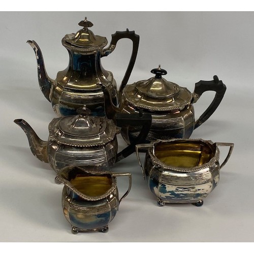 457 - Art Deco Elkington silver plated five piece tea and coffee set: all rectangular form marked A1 Good