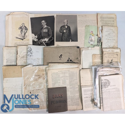 1049 - Documents: a good selection including a group of original 19th c political cartoons, a 19th c passpo... 