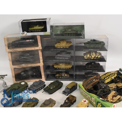 51 - Selection of Diecast Military Vehicles Mostly Tanks from Oxford Diecast, Atlas Models some in origin... 