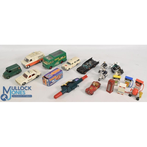54 - Dinky, Matchbox, Corgi Diecast Vehicles Corgi Batmobile with Figures, Matchbox K4 Mercedes Ambulance... 